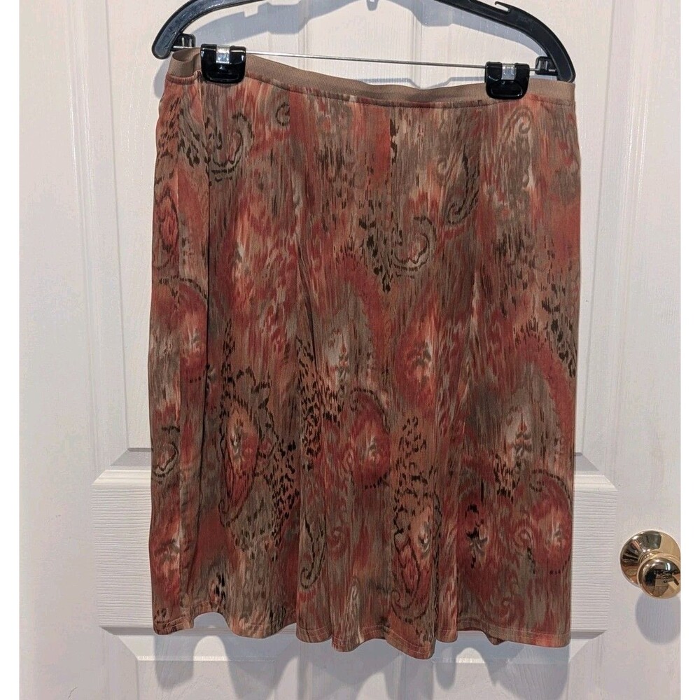 Cottagecore Boho Paisley Skirt Y2K‎ Earth Tone Flowy Size 14 Worthington